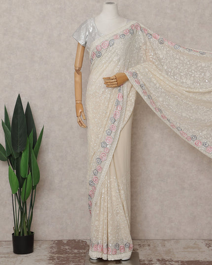 Beige Georgette Saree 110cm | Regal