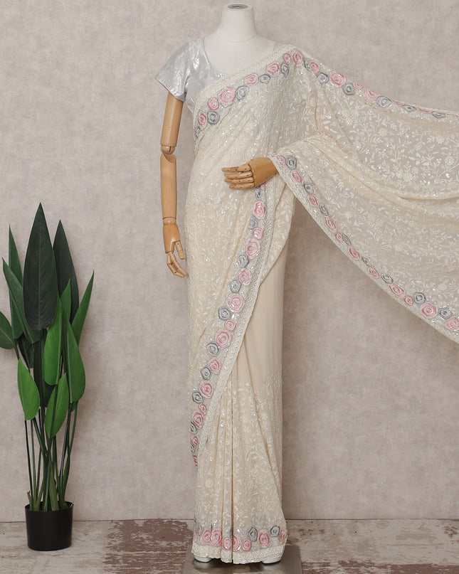 Beige Georgette Saree 110cm | Regal