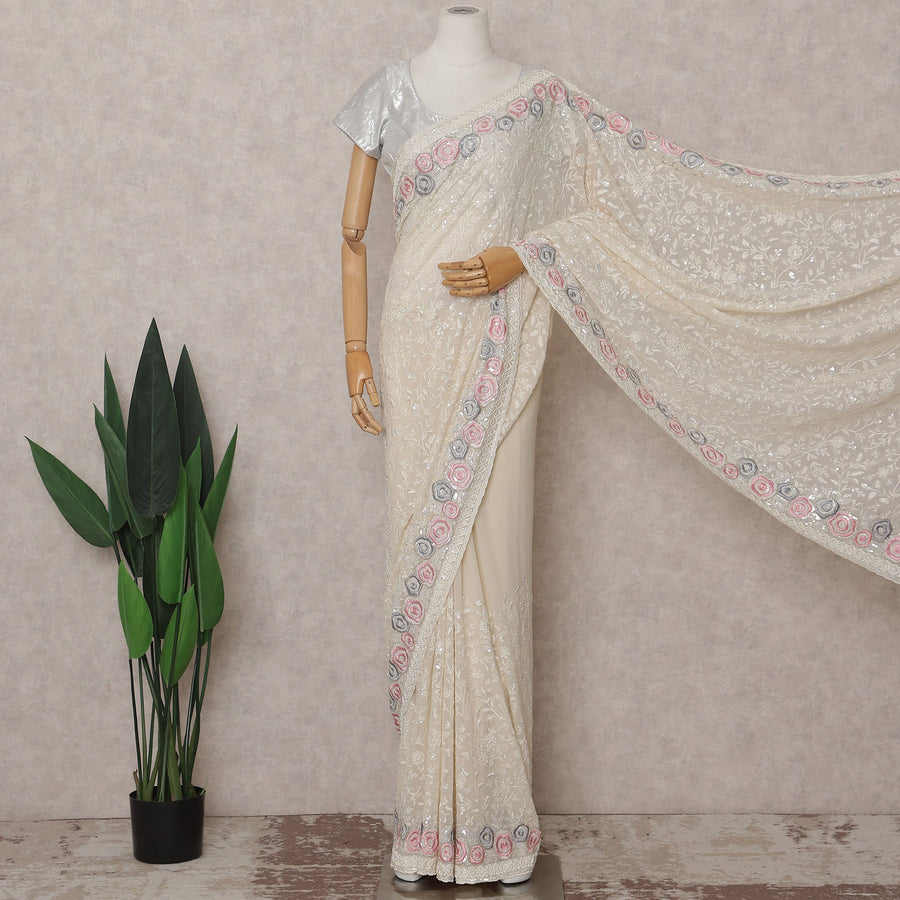 Beige Georgette Saree 110cm | Regal