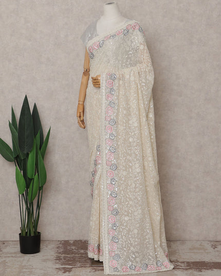 Beige Georgette Saree 110cm | Regal