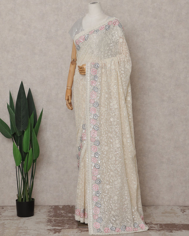 Beige Georgette Saree 110cm | Regal
