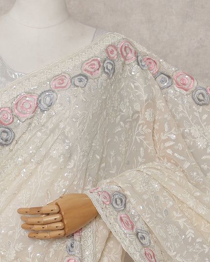 Beige Georgette Saree 110cm | Regal