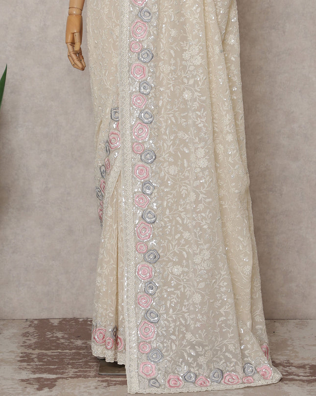 Beige Georgette Saree 110cm | Regal