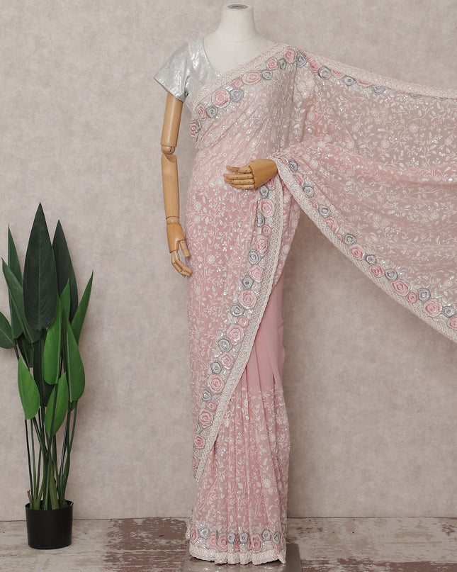 Pink Georgette Saree 110cm | Regal