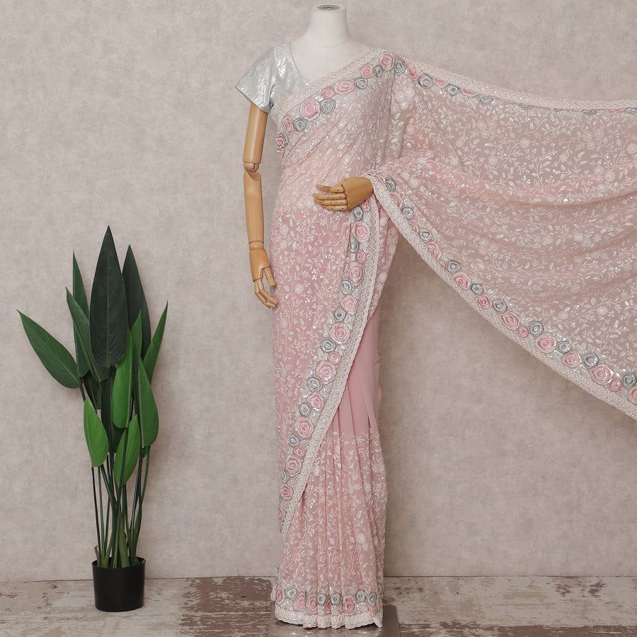 Pink Georgette Saree 110cm | Regal