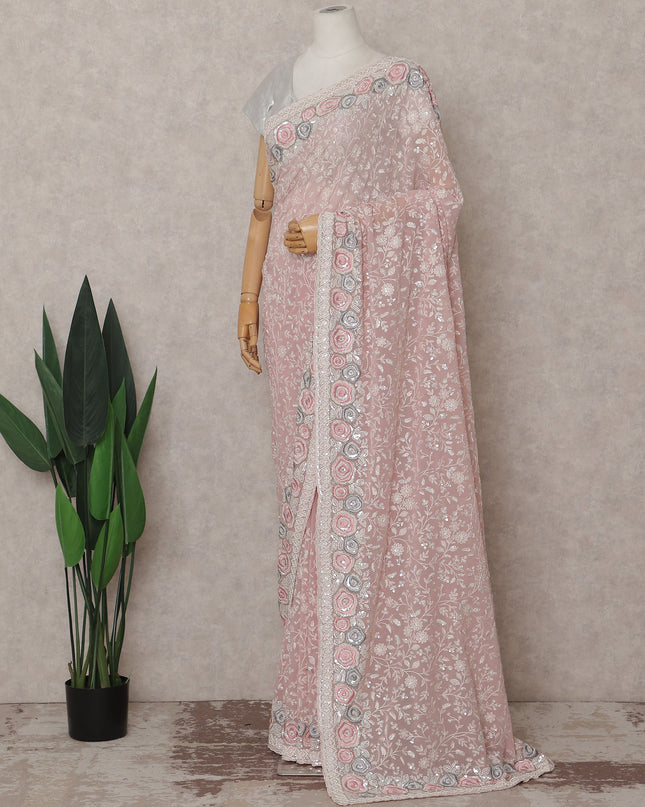 Pink Georgette Saree 110cm | Regal