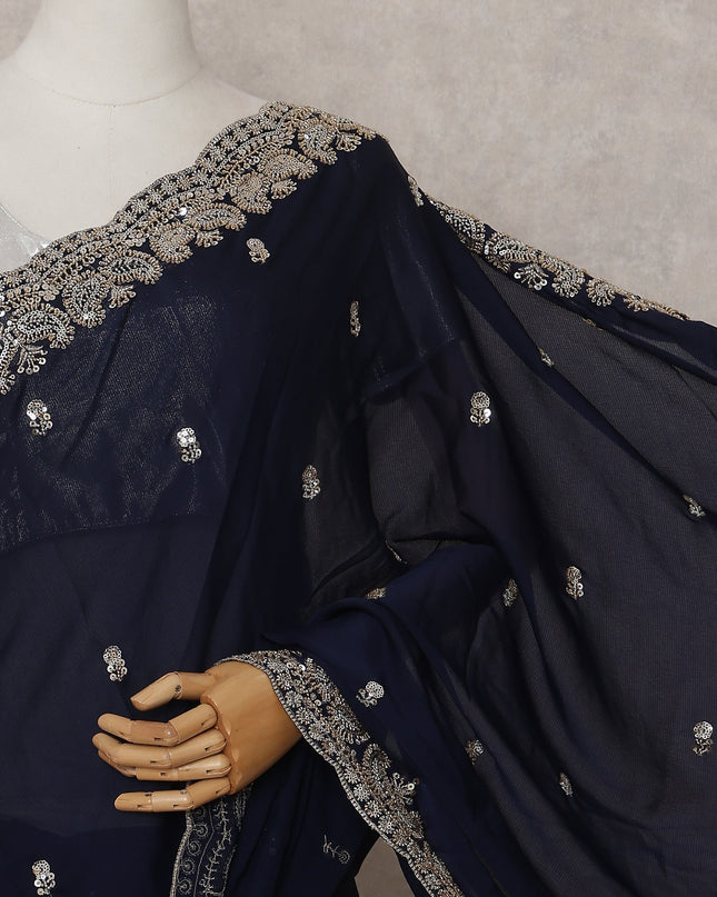 Blue Chiffon Saree 110cm | Regal