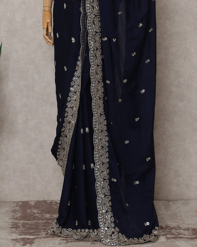 Blue Chiffon Saree 110cm | Regal
