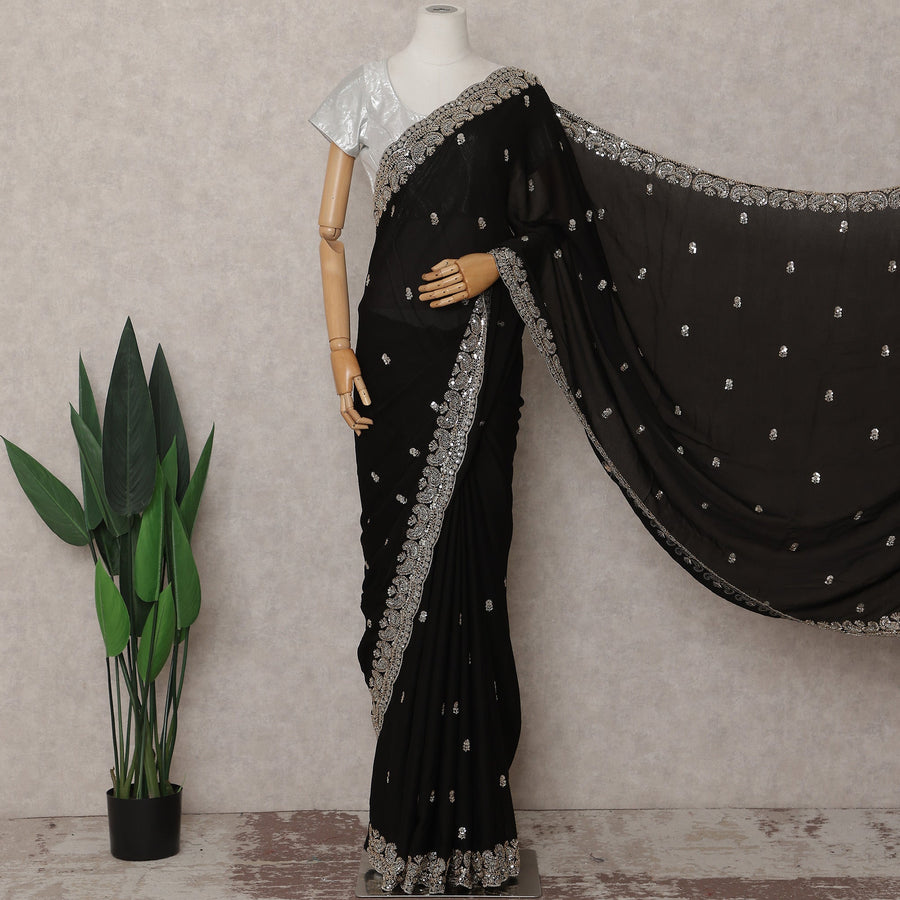 Black Chiffon Saree 110cm | Regal