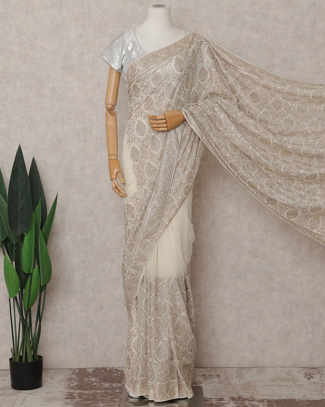 Beige Georgette Saree 110cm | Regal
