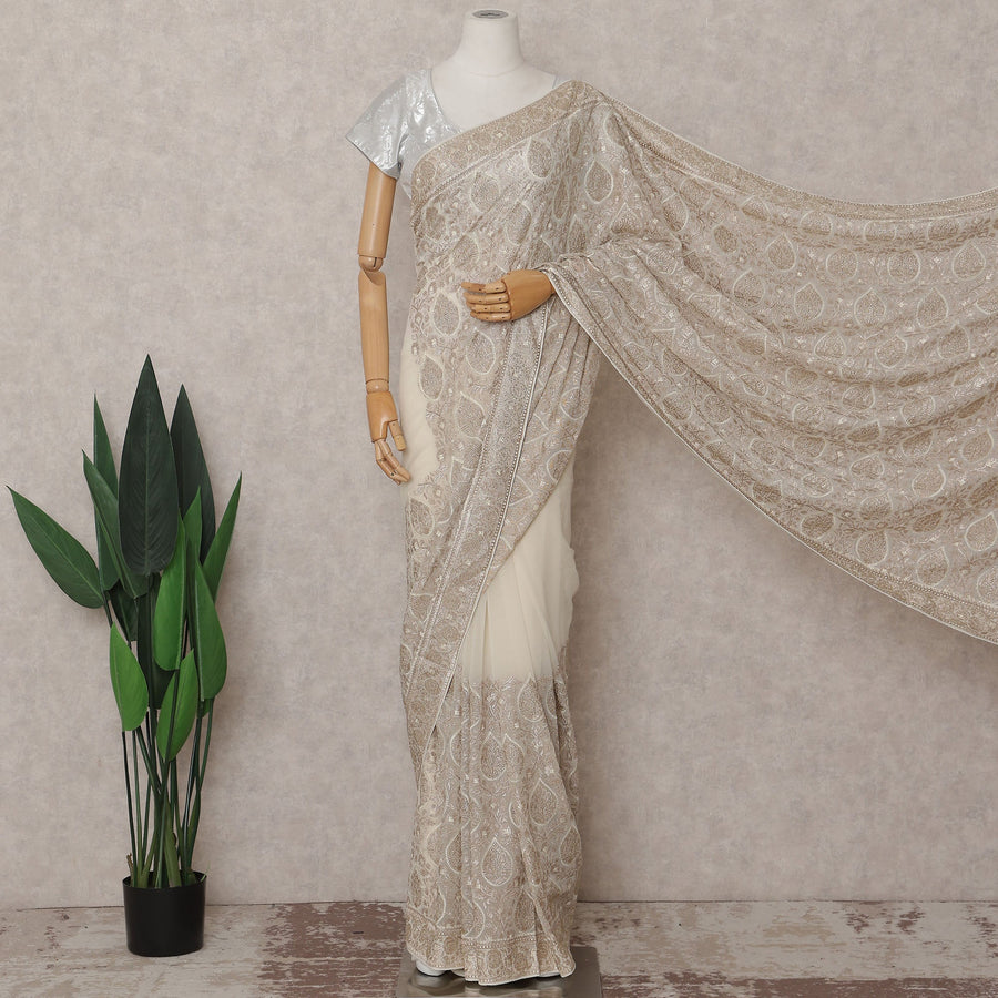 Beige Georgette Saree 110cm | Regal