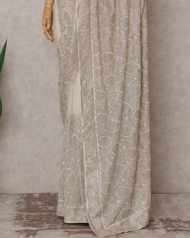 Beige Georgette Saree 110cm | Regal
