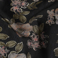 Black Floral Cotton Voile Fabric 110cm
