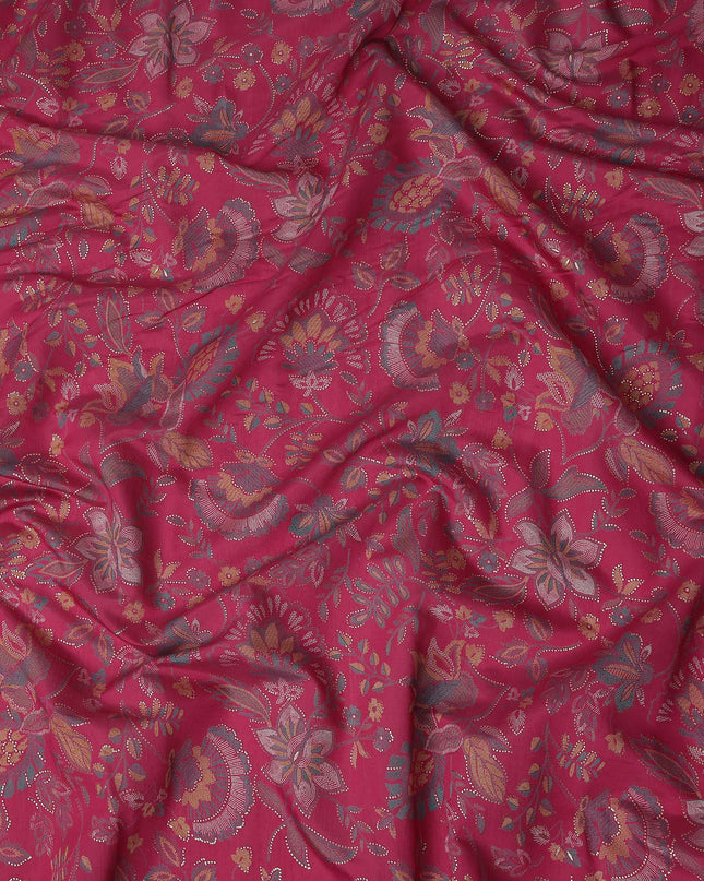 Pink Floral Cotton Voile Fabric 110cm