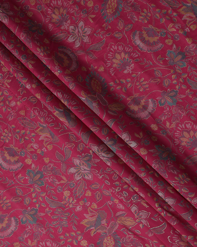 Pink Floral Cotton Voile Fabric 110cm