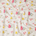 White Floral Cotton Voile Fabric 110cm