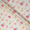 White Floral Cotton Voile Fabric 110cm