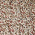 Beige Floral Cotton Voile Fabric 110cm