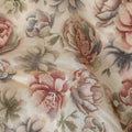 Beige Floral Cotton Voile Fabric 110cm