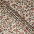 Beige Floral Cotton Voile Fabric 110cm