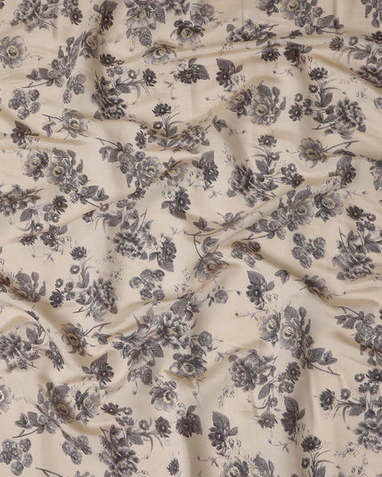 Beige Bouquet Cotton Voile Fabric 110cm