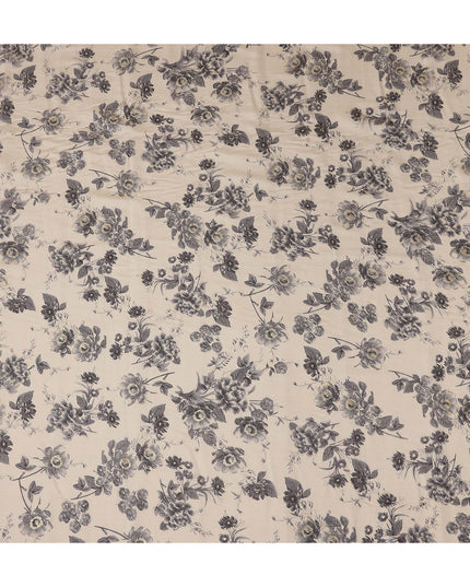 Beige Bouquet Cotton Voile Fabric 110cm