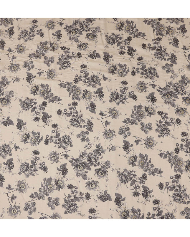 Beige Bouquet Cotton Voile Fabric 110cm