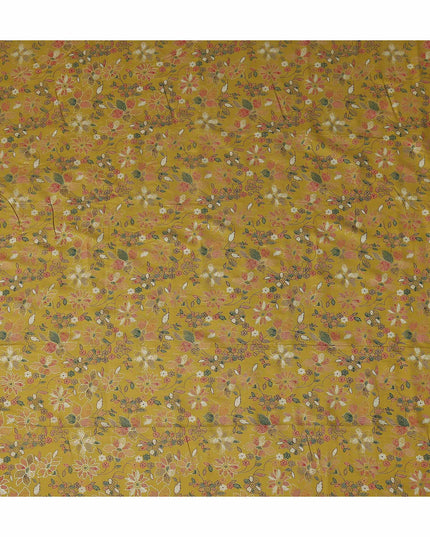 Yellow Floral Cotton Voile Fabric 110cm
