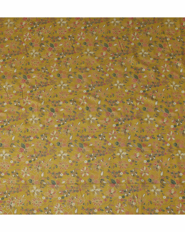 Yellow Floral Cotton Voile Fabric 110cm
