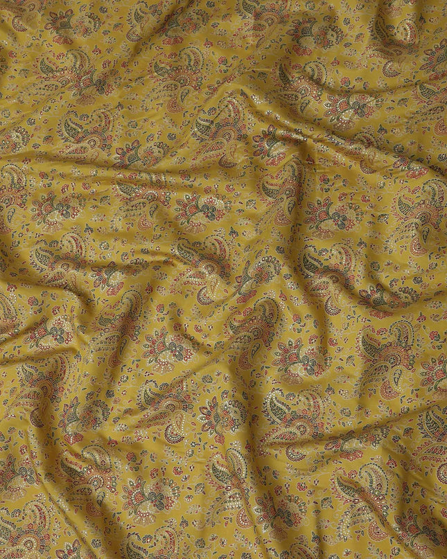 Yellow Paisley Cotton Voile Fabric 110cm