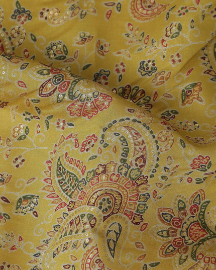 Yellow Paisley Cotton Voile Fabric 110cm