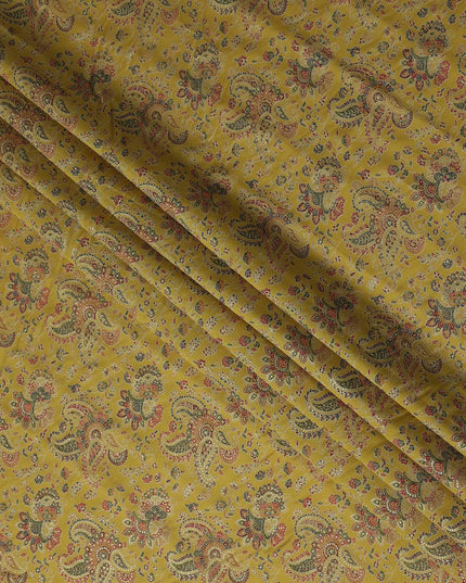 Yellow Paisley Cotton Voile Fabric 110cm