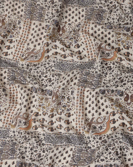 Beige Paisley Cotton Voile Fabric 110cm