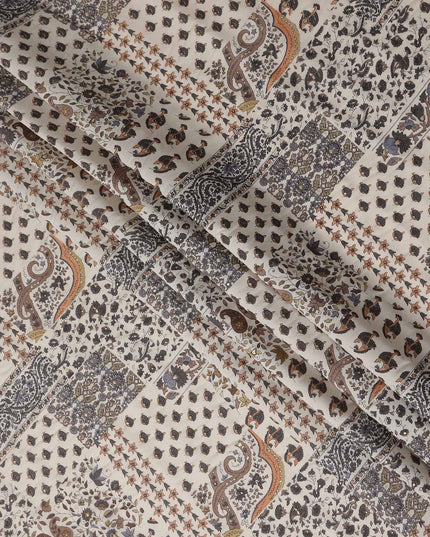 Beige Paisley Cotton Voile Fabric 110cm