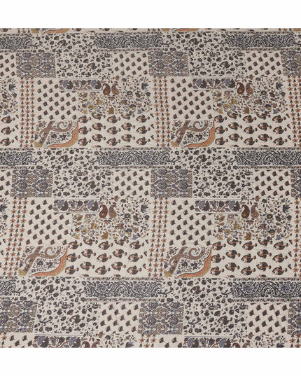 Beige Paisley Cotton Voile Fabric 110cm