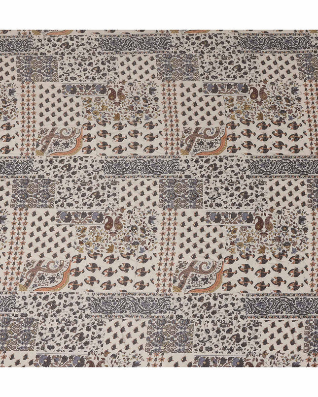 Beige Paisley Cotton Voile Fabric 110cm