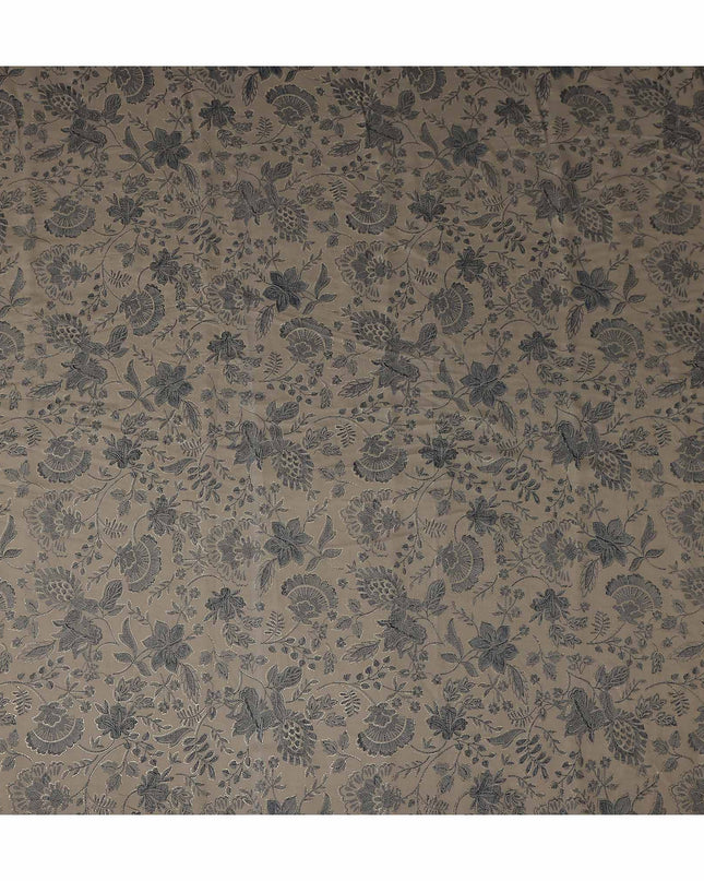 Grey Floral Cotton Voile Fabric 110cm