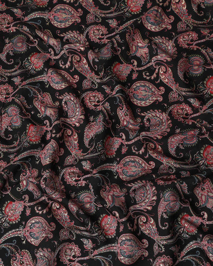 Black Paisley Cotton Voile Fabric 110cm