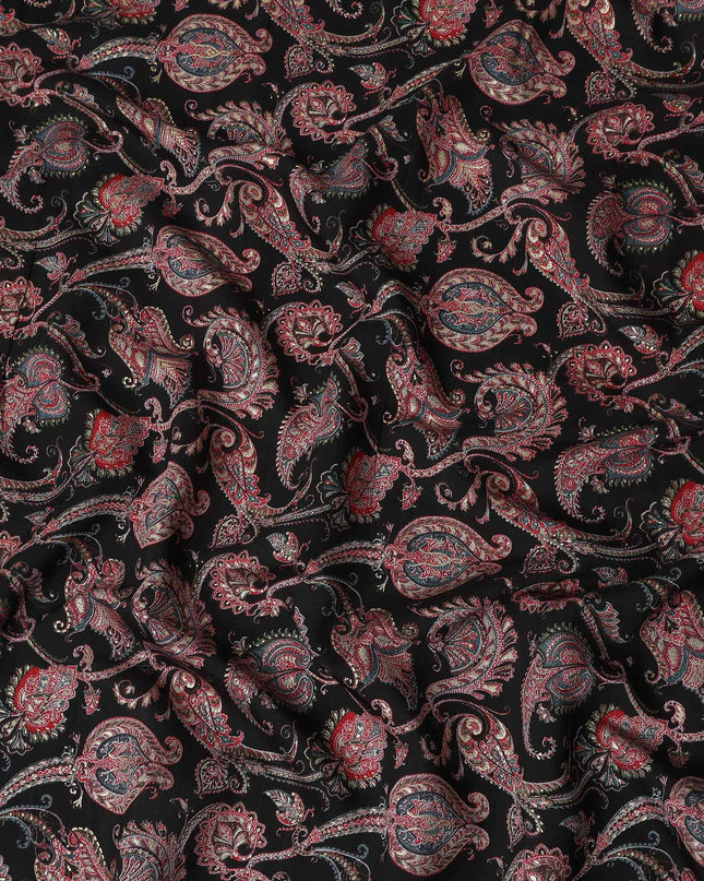 Black Paisley Cotton Voile Fabric 110cm