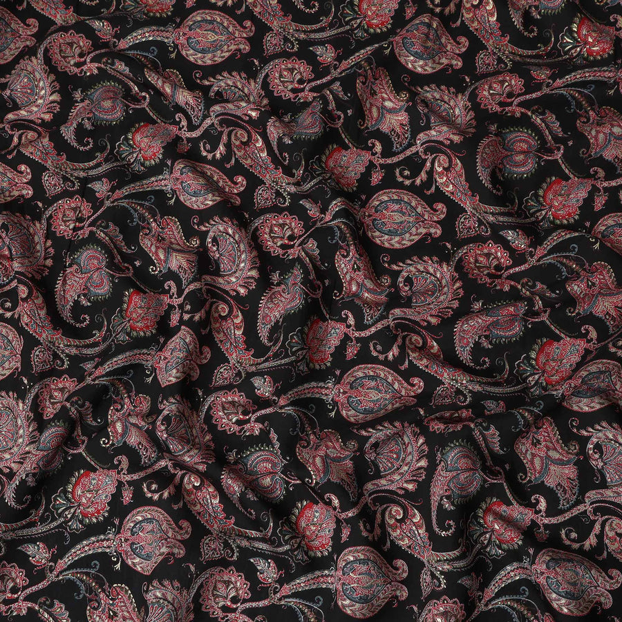 Black Paisley Cotton Voile Fabric 110cm