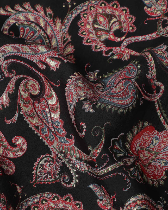 Black Paisley Cotton Voile Fabric 110cm