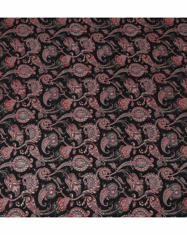 Black Paisley Cotton Voile Fabric 110cm