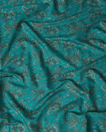 Green Paisley Cotton Voile Fabric 110cm