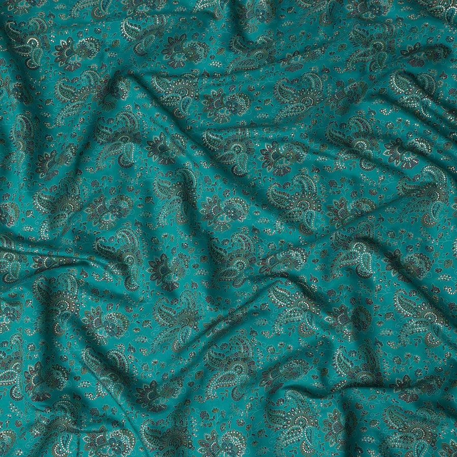 Green Paisley Cotton Voile Fabric 110cm