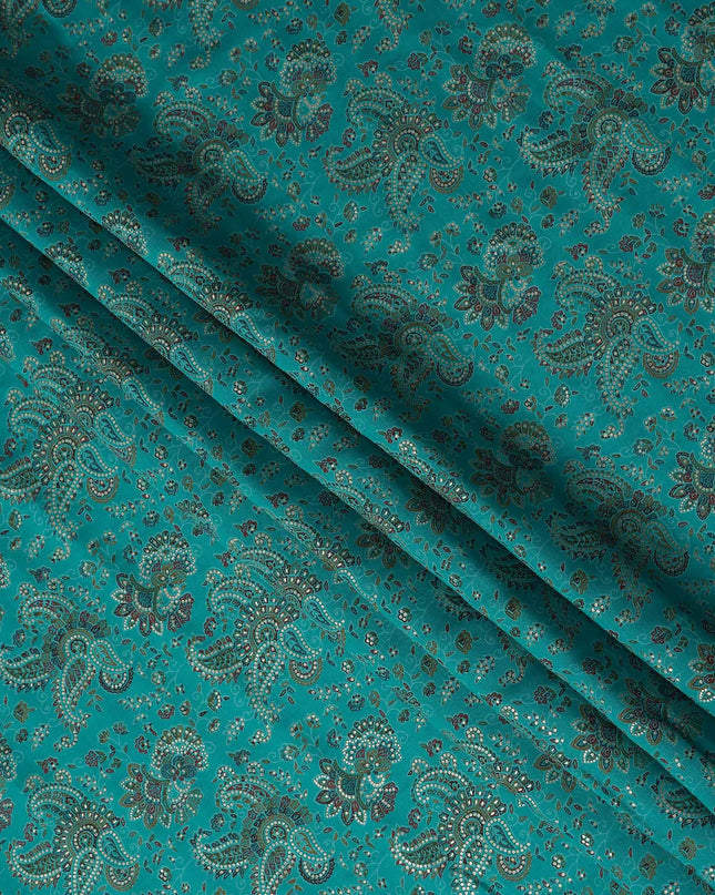 Green Paisley Cotton Voile Fabric 110cm