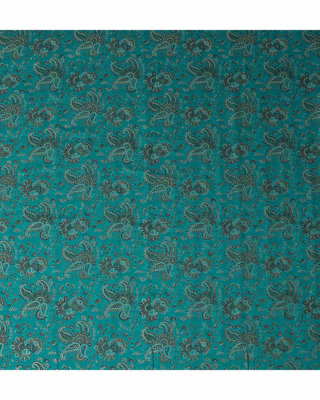 Green Paisley Cotton Voile Fabric 110cm