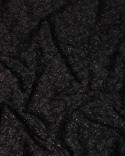 Black Paisley Cotton Voile Fabric 110cm