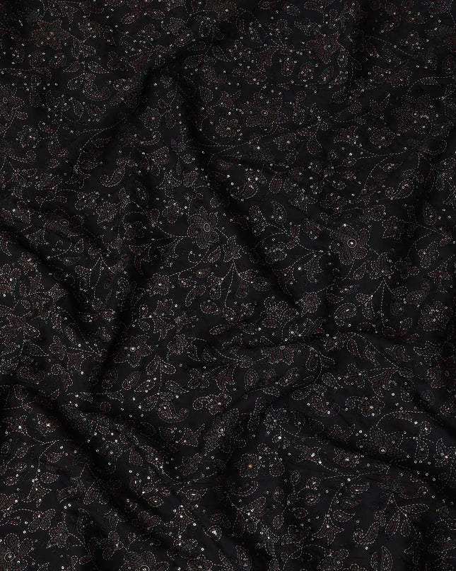 Black Paisley Cotton Voile Fabric 110cm