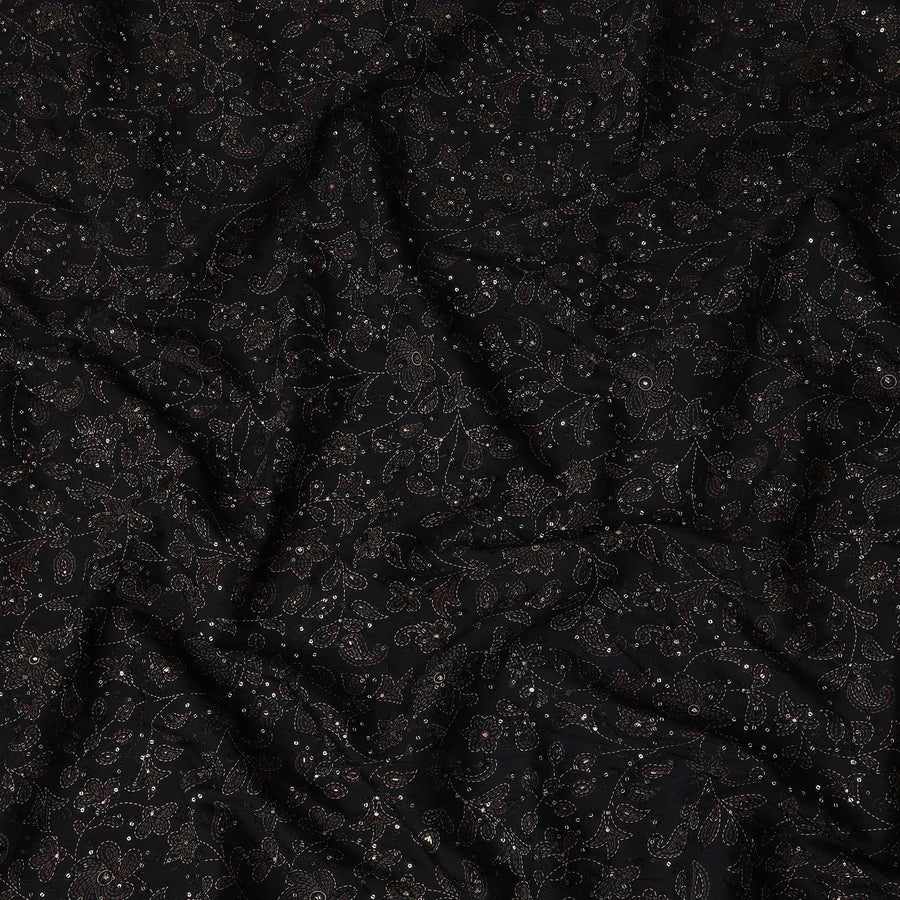Black Paisley Cotton Voile Fabric 110cm