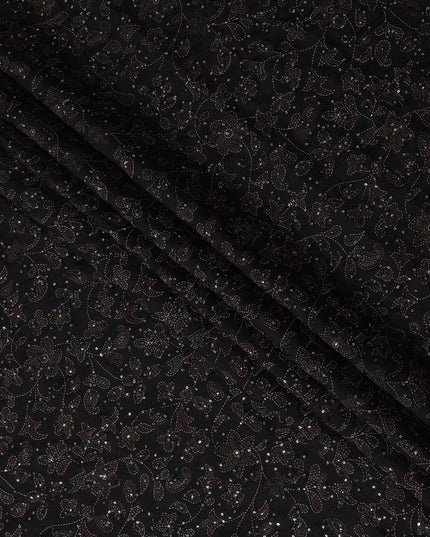 Black Paisley Cotton Voile Fabric 110cm